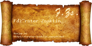 Fürster Zsaklin névjegykártya